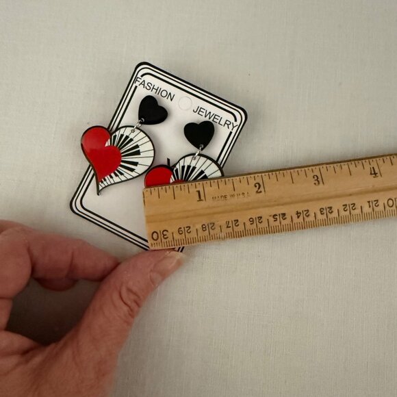 Piano Heart Earrings Black Red Music Lover Acrylic Dangle Earrings - Picture 5 of 10